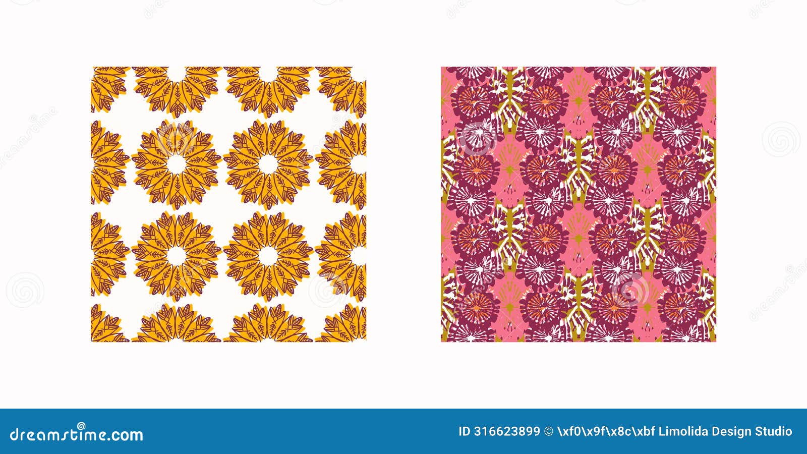 retro geo botanical  pattern collection in elegant style. luxury print textur for beautiful feminine wallpaper