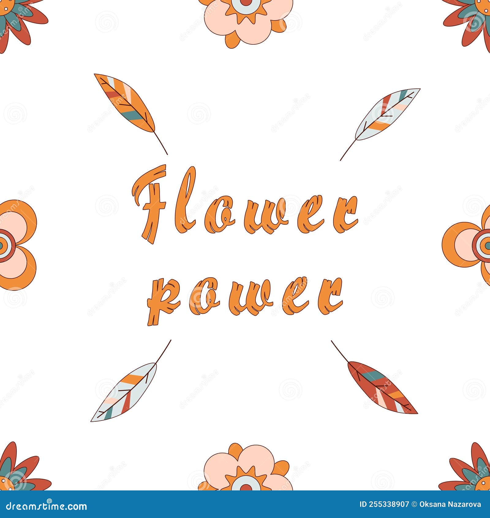 Hippie flowers boho seamless background. floral retro pattern