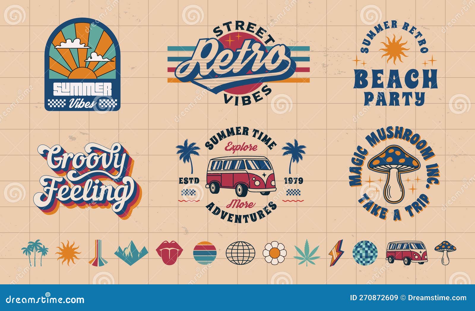 6 Retro Groovy Logo Templates and 13 Trendy Elements To Create Your Own ...