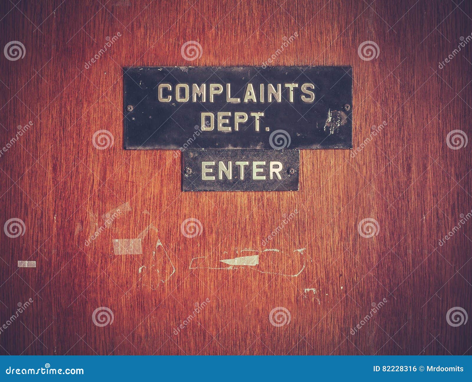 retro grunge complaints dept door