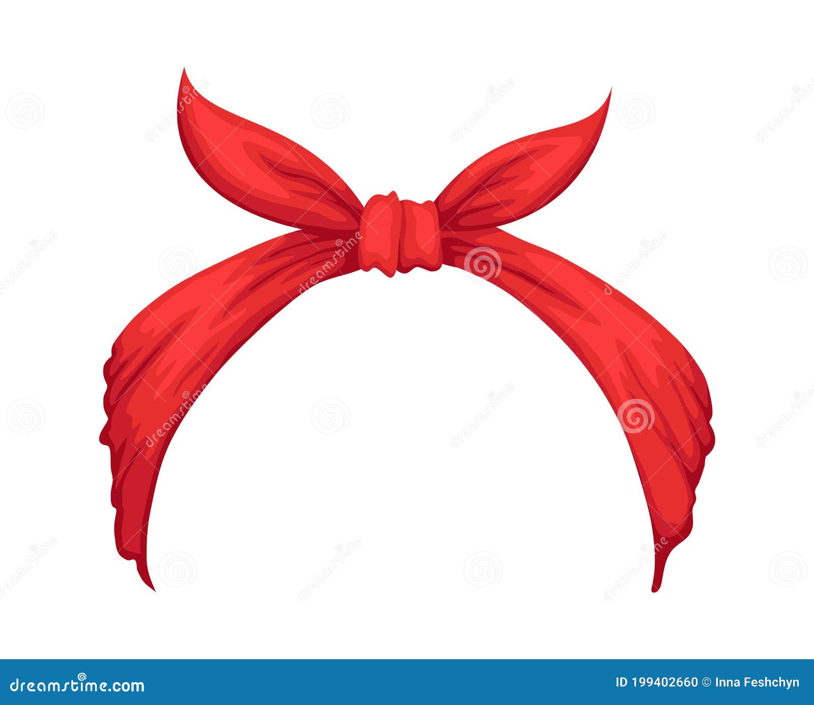 Retro Headband for Woman. Red Bandana for Hairstyle. Windy Hair ...