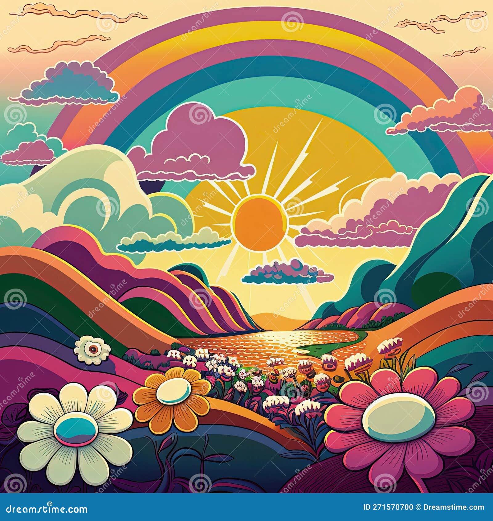 Hippie Groovy Flower Background Graphic by Lazy Sun · Creative Fabrica