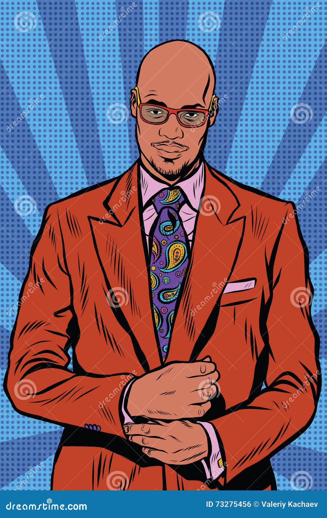 Retro Hipster African American, Black Man, Elegant Suit and Sung Stock