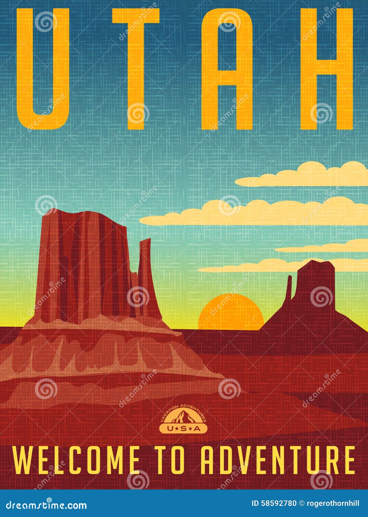 retro illustrated travel poster for utah