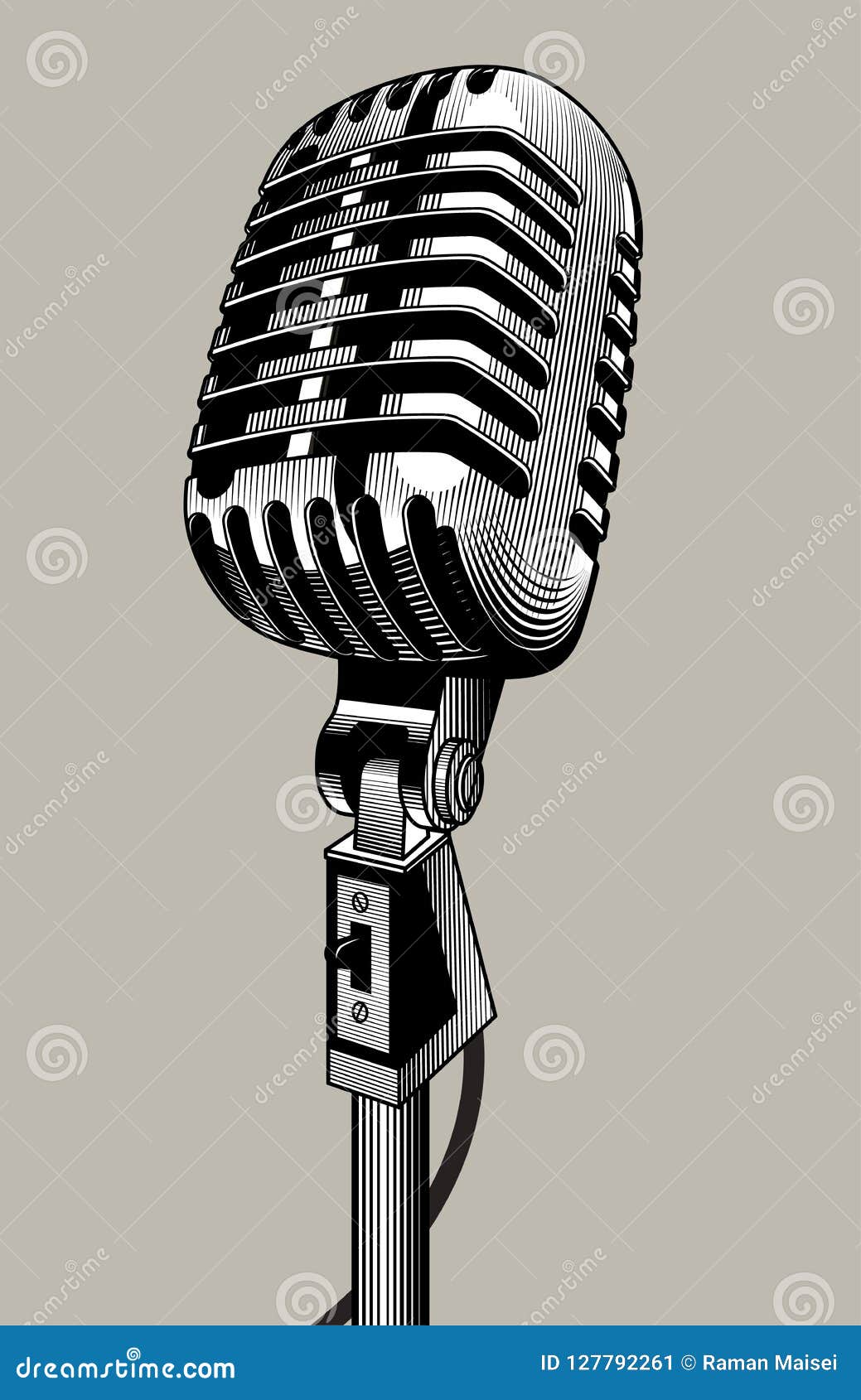 Retro Illustrazione Del Microfono Disegno Stilizzato Dell'incisione  D'annata Illustrazione Vettoriale - Illustrazione di luce, magnificenza:  127792261
