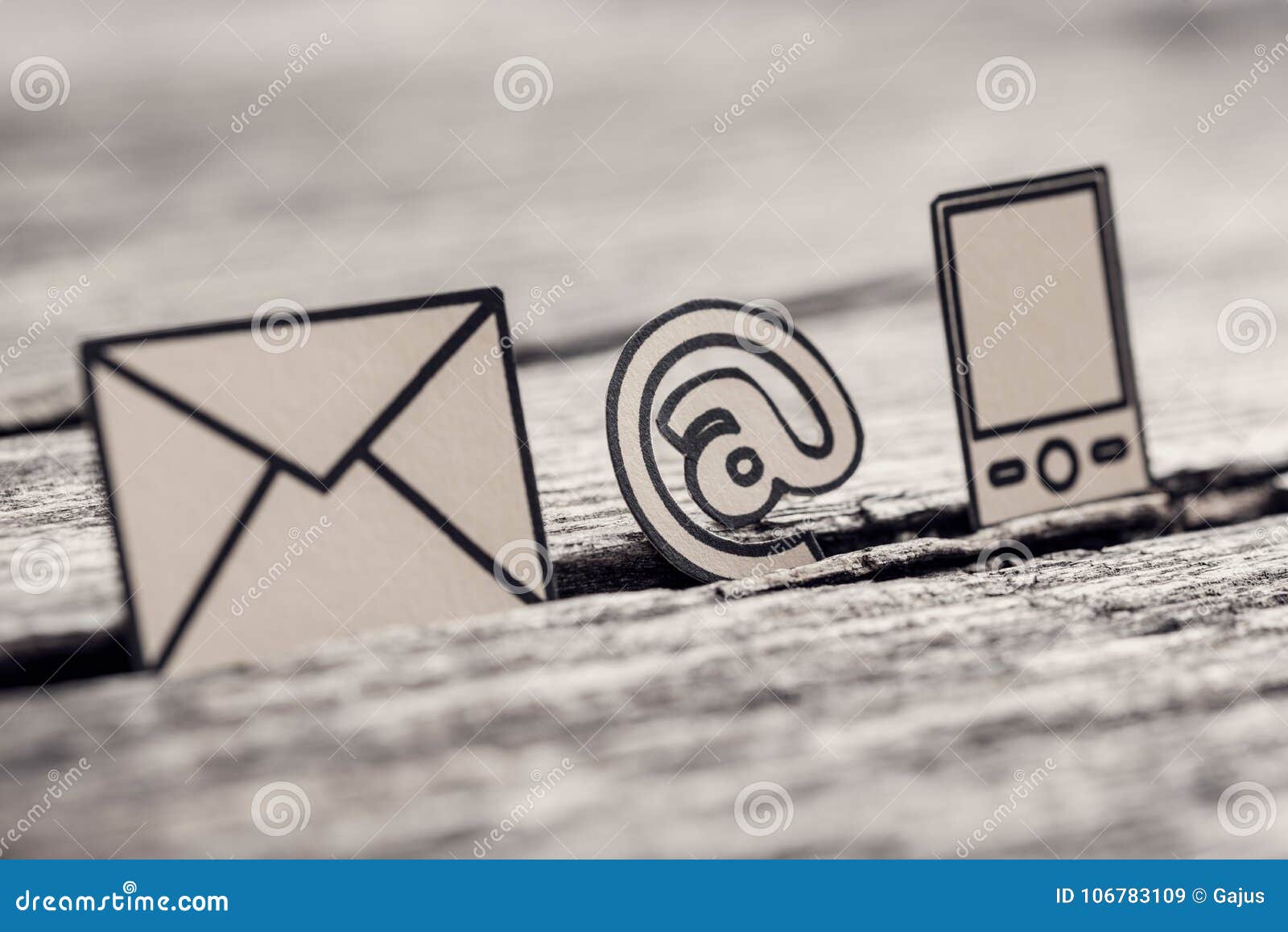 Retro Image of at Sign, Mail and Phone Symbols Stock Image - Image of