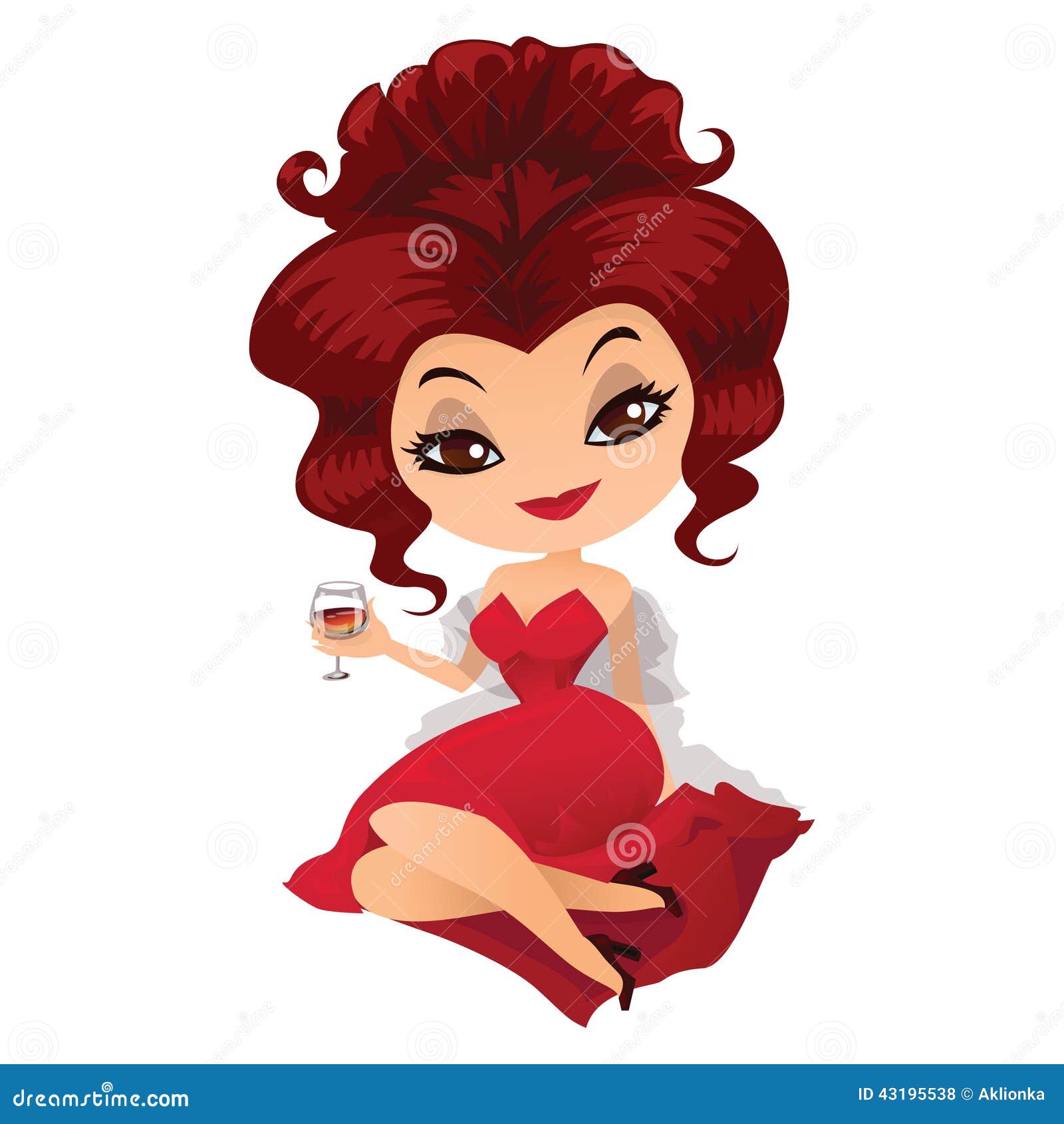 Retro Lady with a Glass in Hand Stock Vector - Illustration of style