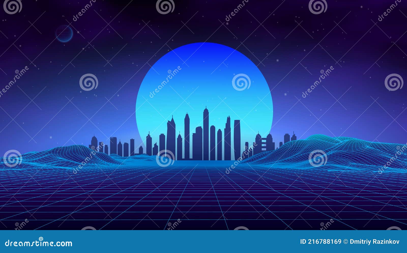 Retro Landscape Blue Background. 3d Vector Background. Futuristic  Technology Mountain Landscape Stock Vector - Illustration of graphic, club:  216788169