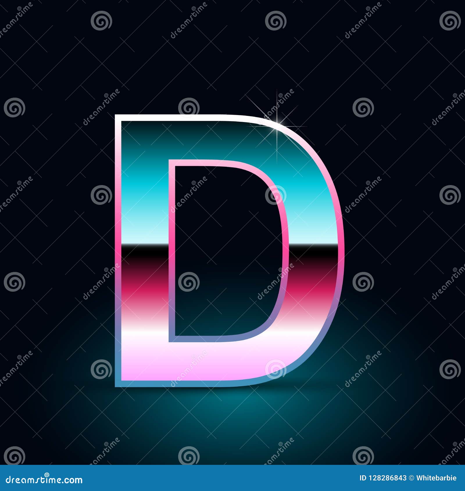 Retro Letter D Uppercase. 80s Vector Font Isolated on Black Background ...