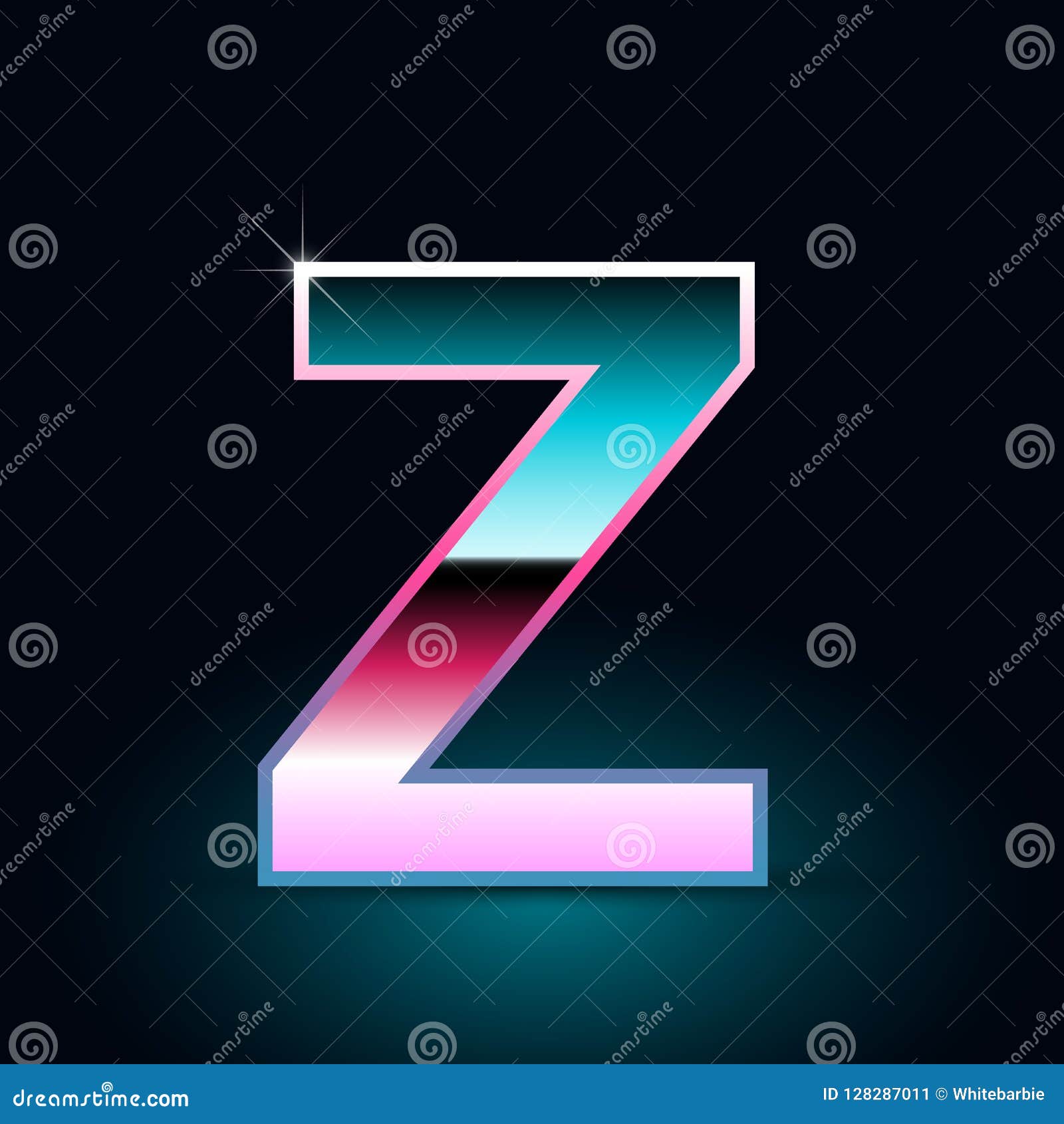 Retro Letter Z Uppercase. 80s Vector Font Isolated on Black Background ...