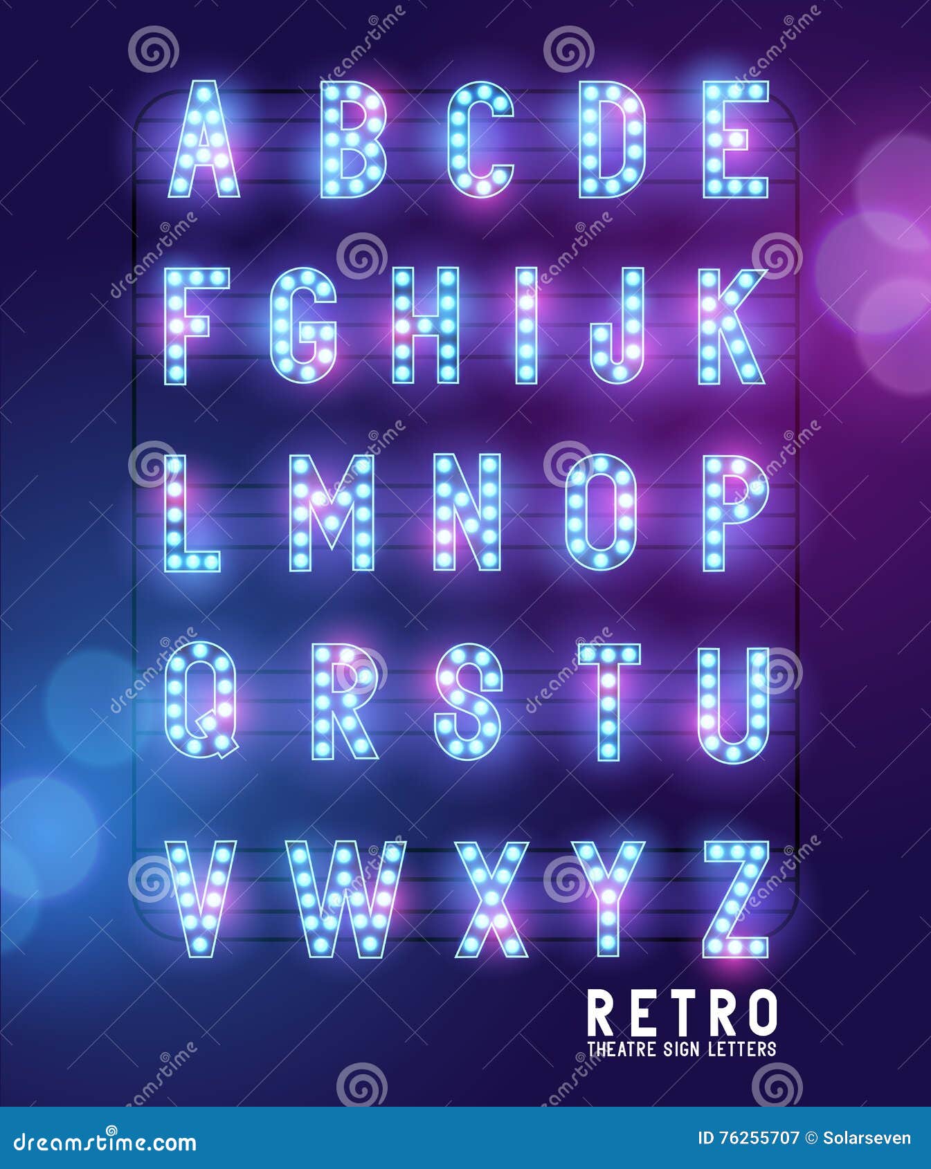 retro lightbulb theatre letters