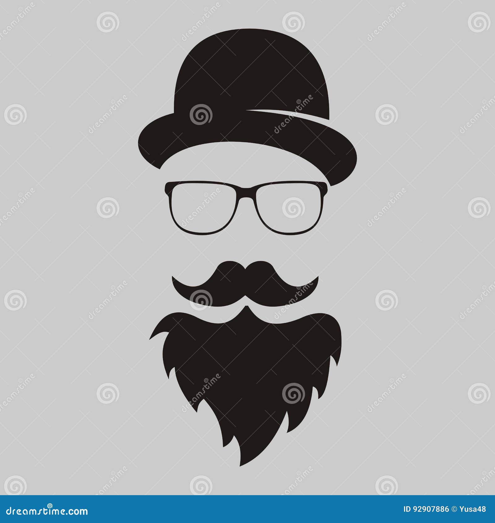 100% Cotton Fabric English Gentleman's Top Hat Briefcase Moustache Pipe Glasses 