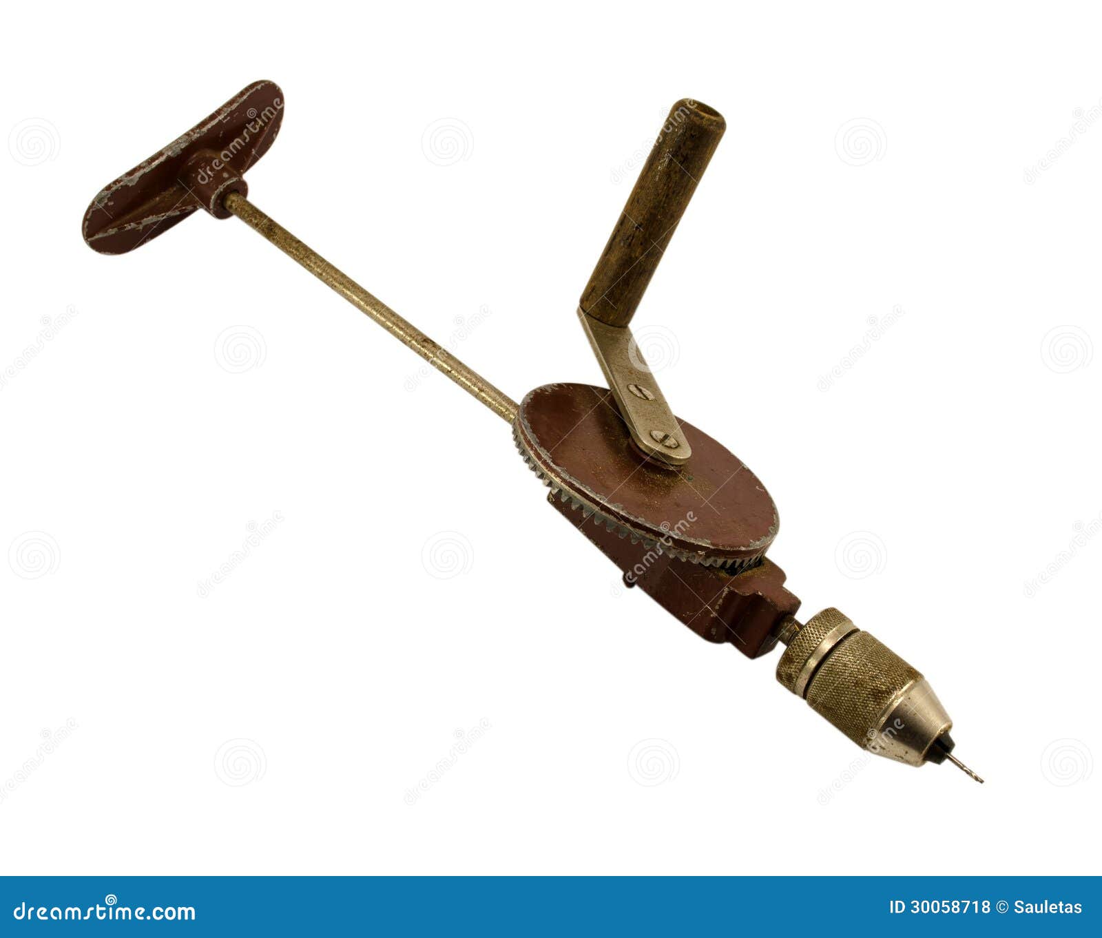 Retro Manual Hand Drill Tool Isolated on White Stock Photo - Image of  manueal, background: 30058718