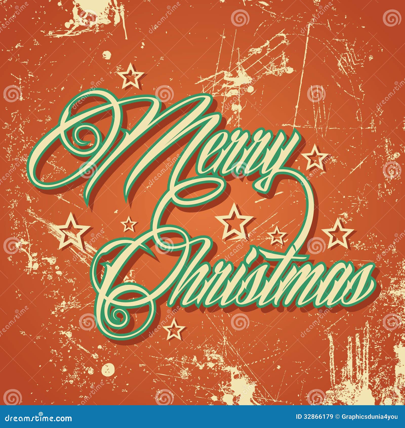 Retro Merry Christmas Greeting Stock Vector - Illustration of holiday ...