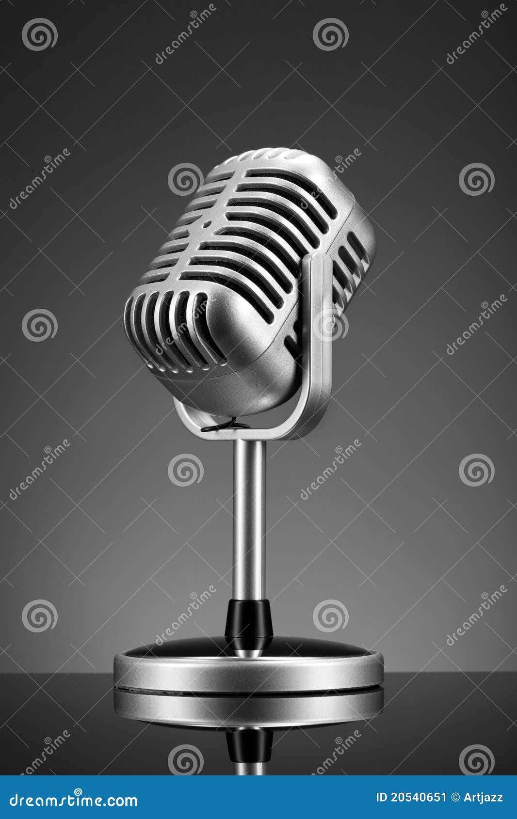 Retro microphone on grey stock image. Image of communication 20540651