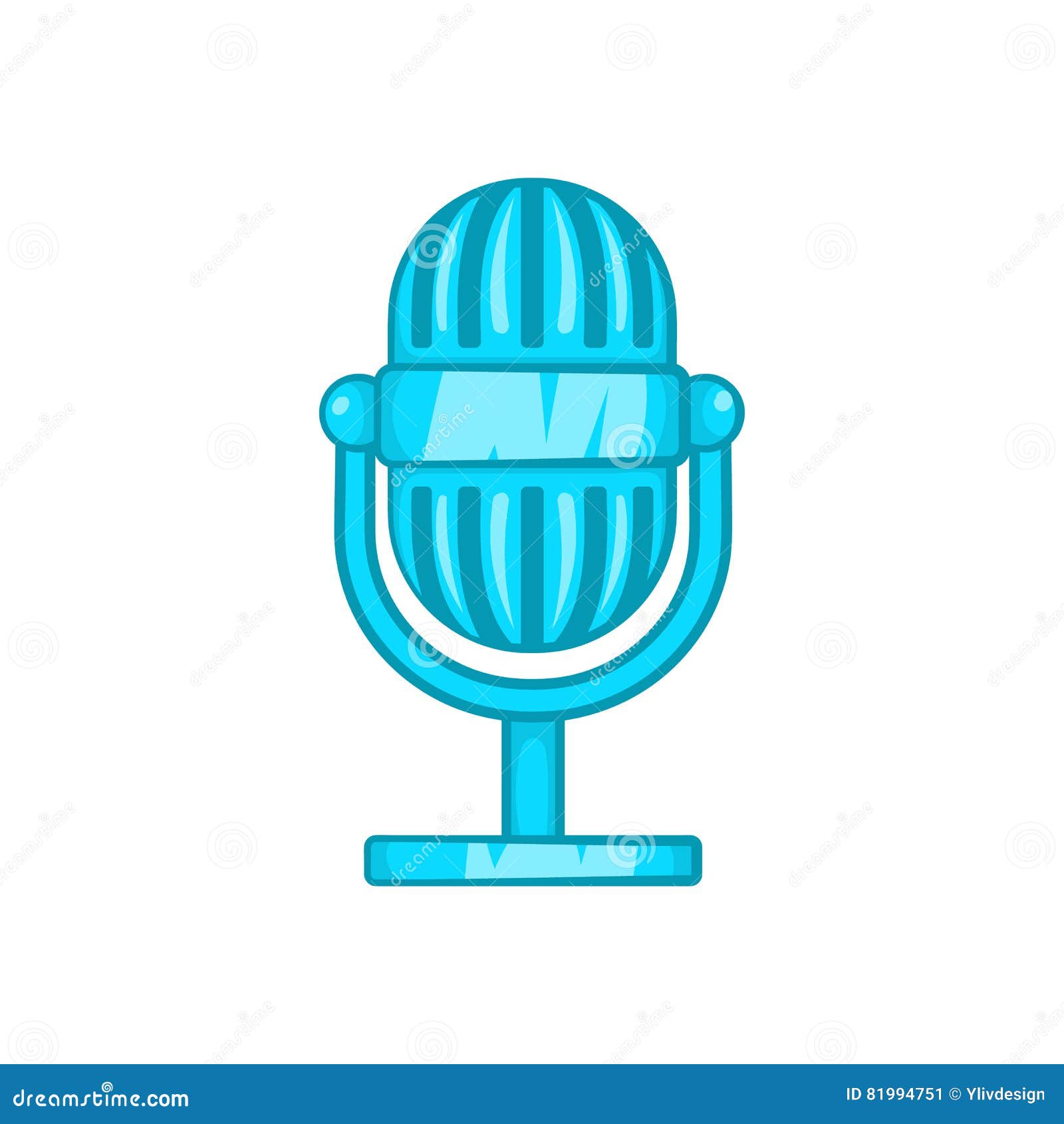 Retro Microphone Icon, Cartoon Style Stock Vector Illustration of