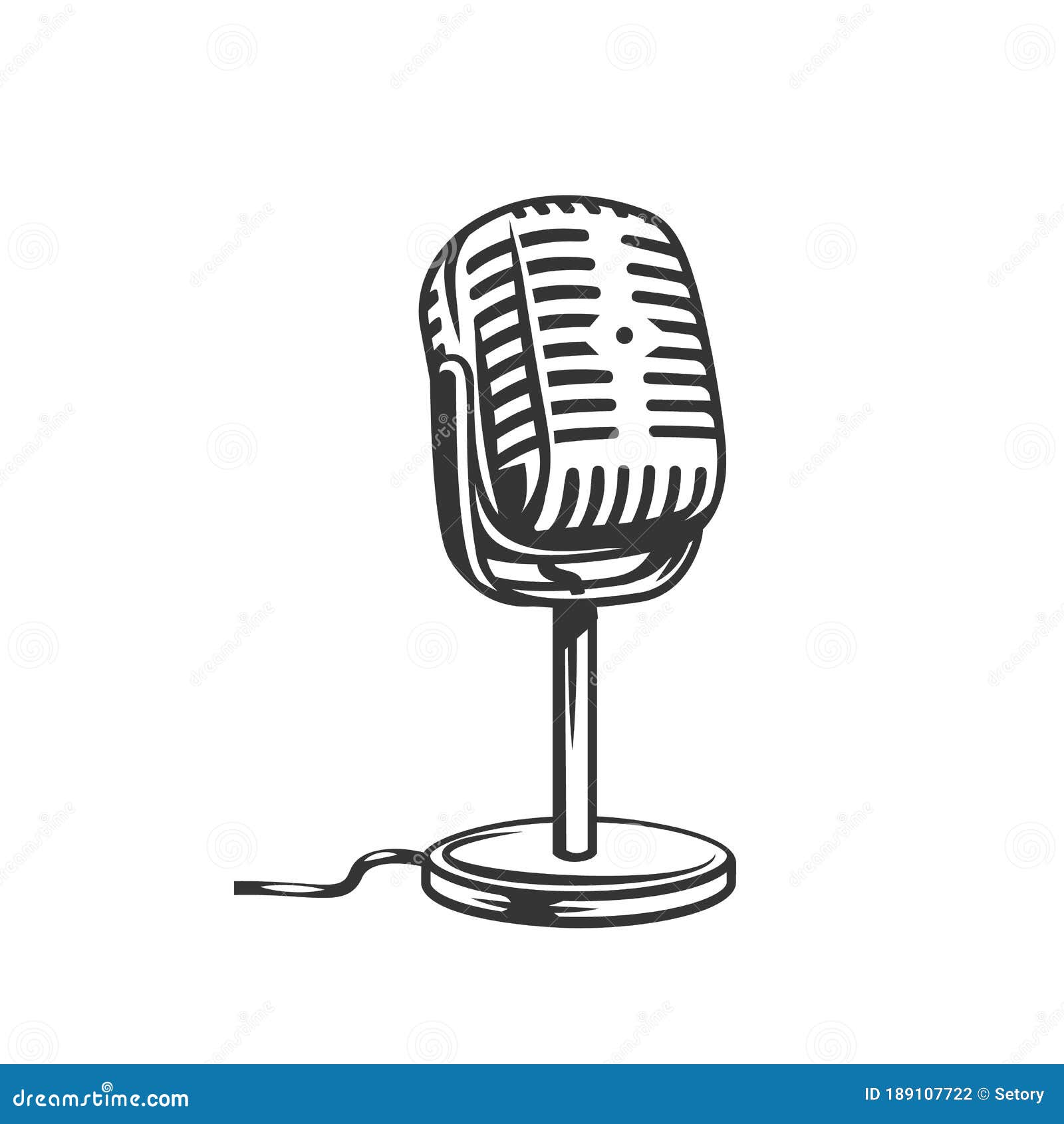 Retro Microphone Outline Icon. Editorial Photography Illustration of
