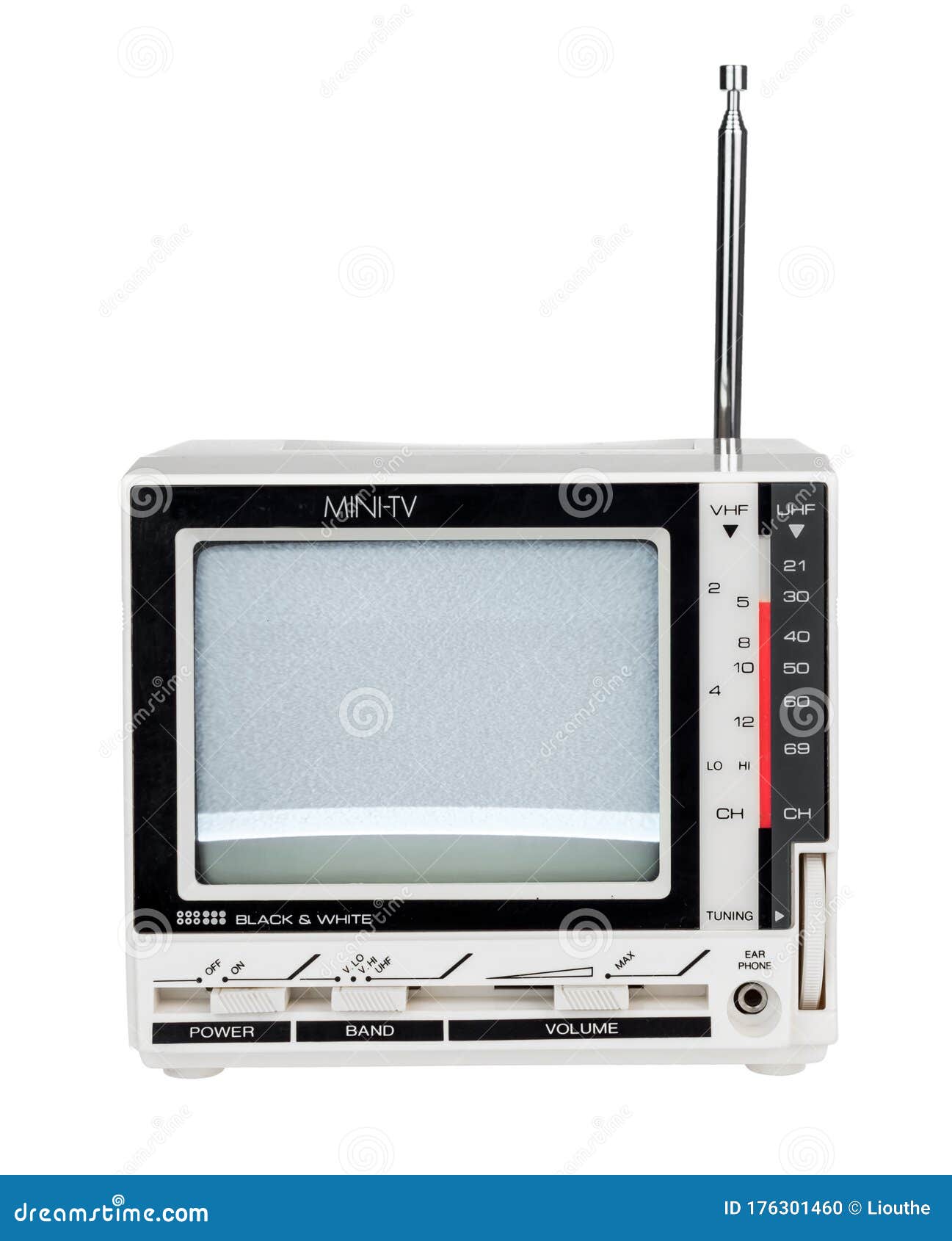 Retro Mini Tv Isolated Over White Stock Photo Image of lowtech, home