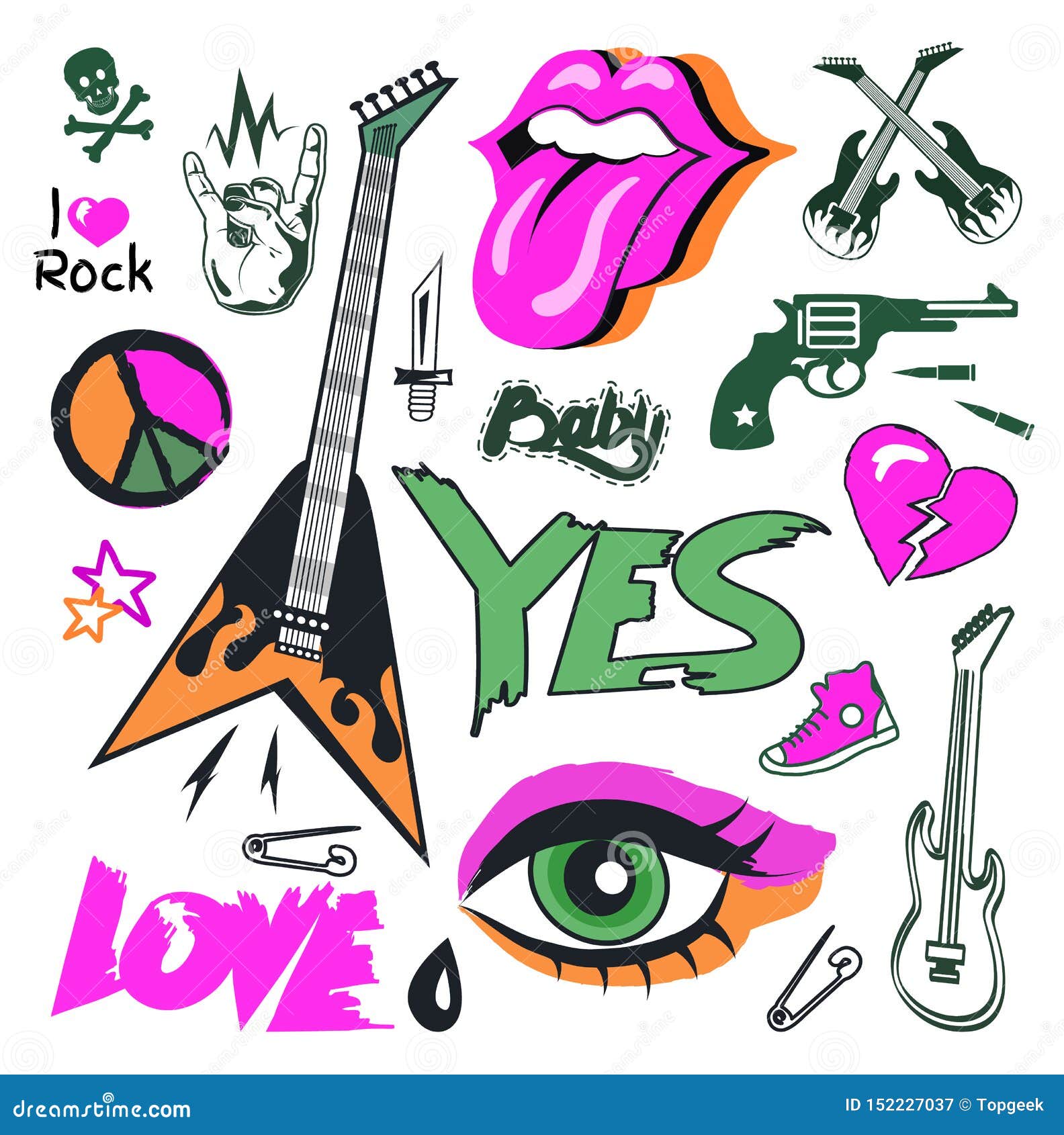 Sticker autocollant guitare rock