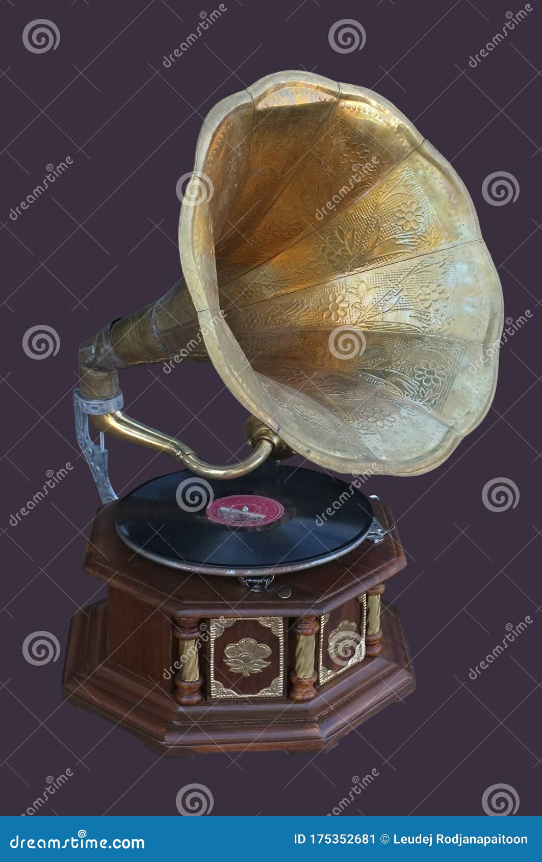 Retro Old Gramophone with Horn Stock Image Image of song, background