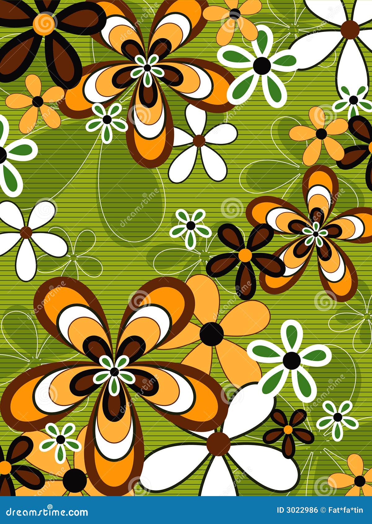 Retro Orange and Green Flower Stock Vector Illustration of cheerful