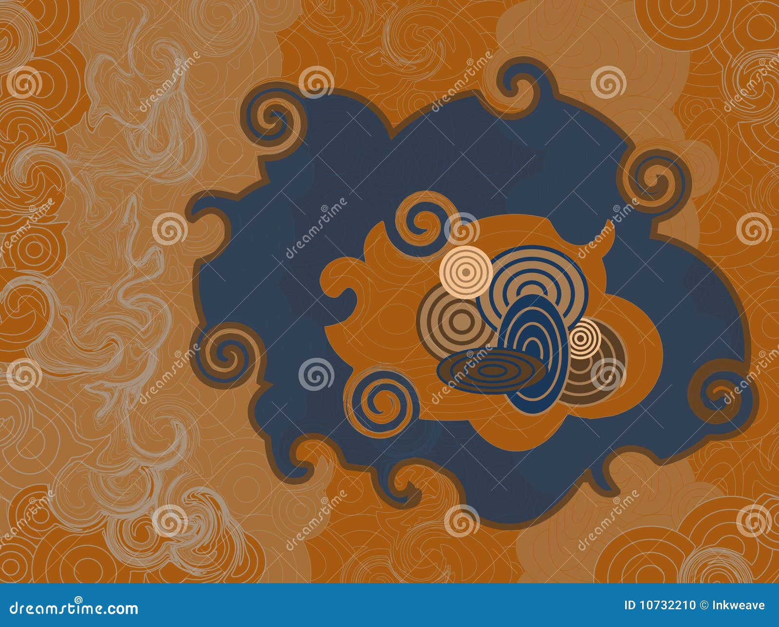 Retro Orange Swirl Cloud Wallpaper Stock Vector - Illustration of trip