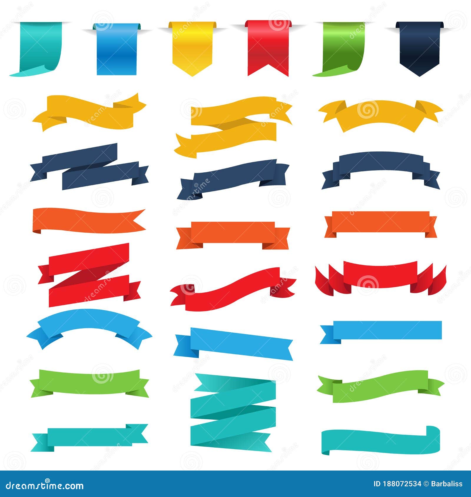 retro paper colorful ribbons set