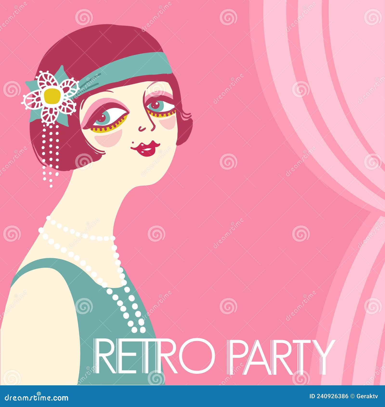 Retro girl outfit Design Template