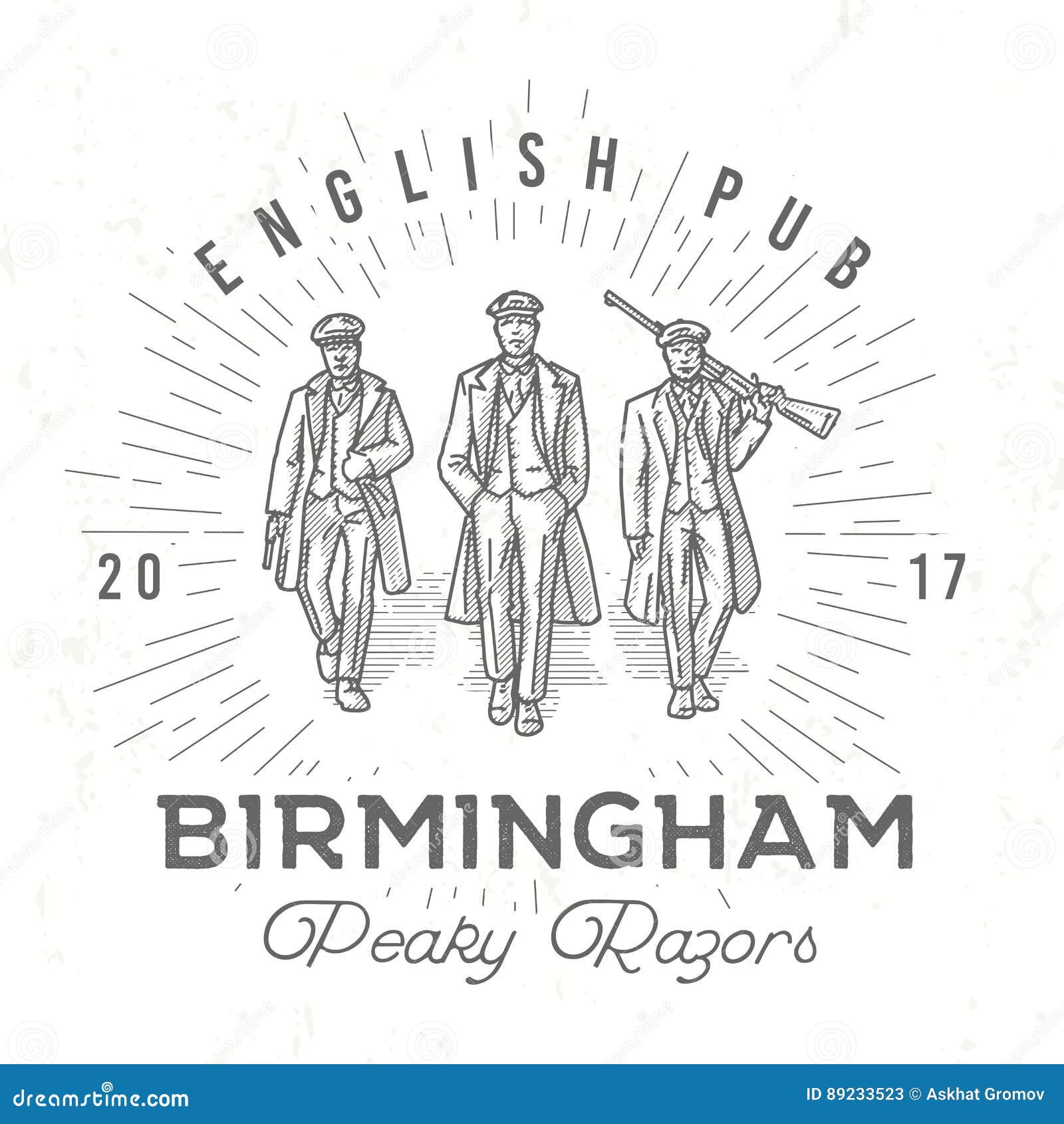 retro peaky logo. men in hats with blinders . gangsters vintage poster. english pub insignia. birmingham