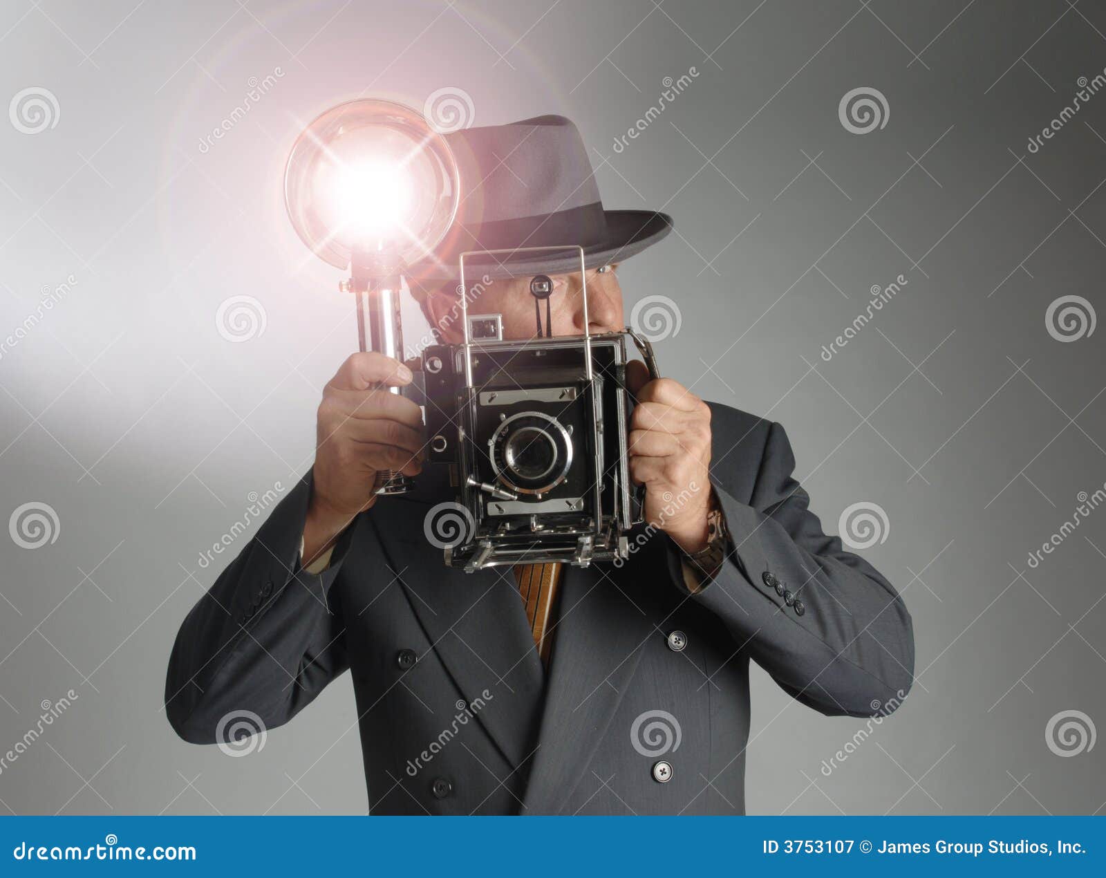 Retro Photographer stock image. Image of fedora, newspaper 3753107