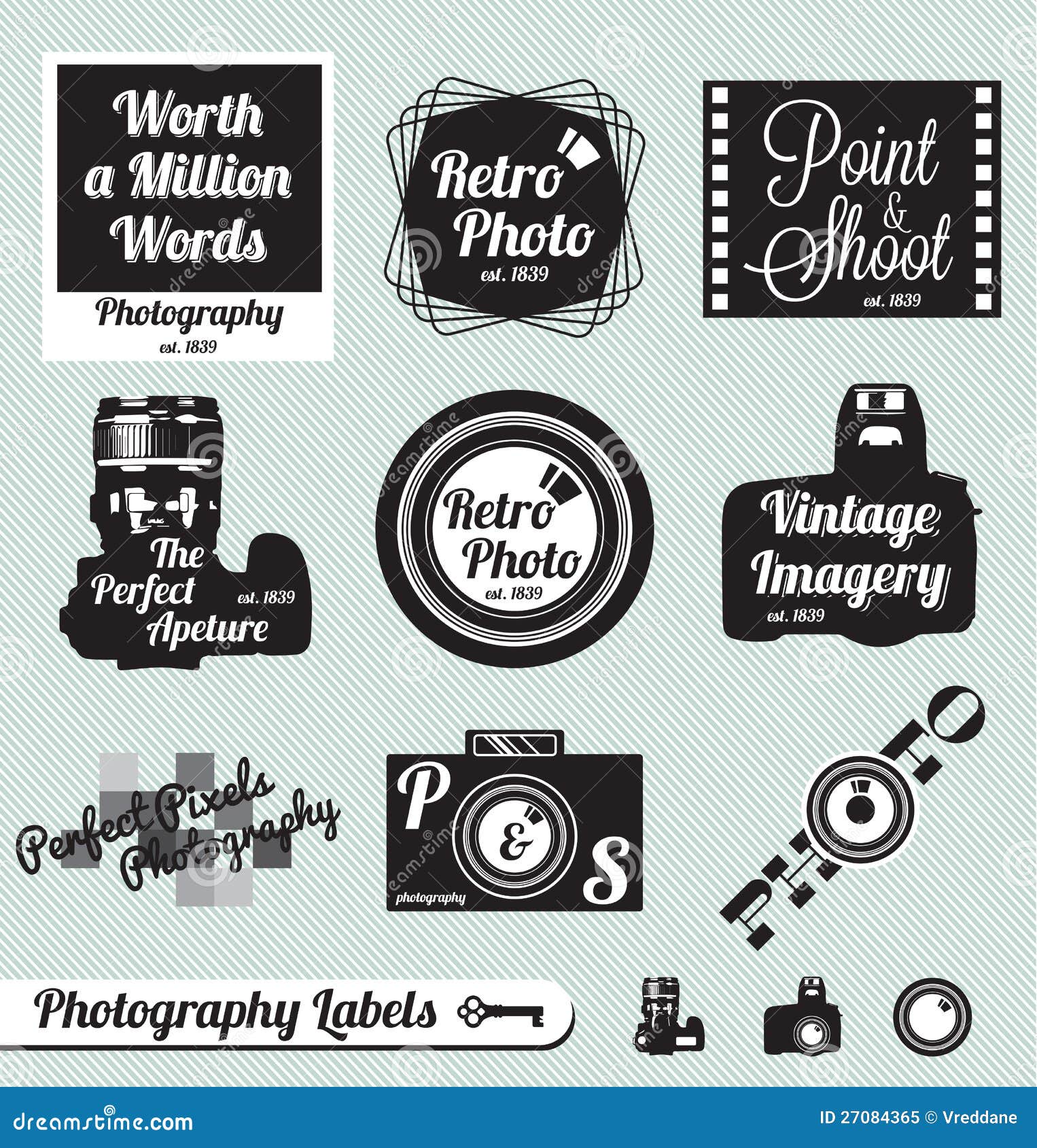 Retro Photography Labels and Stickers Stock Vector Illustration of point, collection 27084365