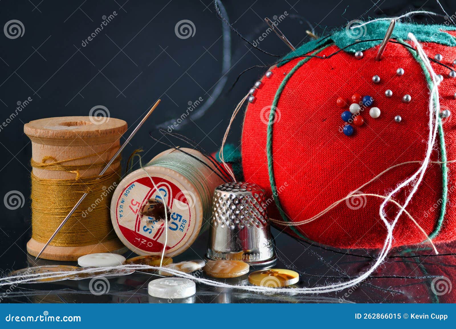 Retro Pin Cushion, Needle and Thread Stock Image Image of equipment