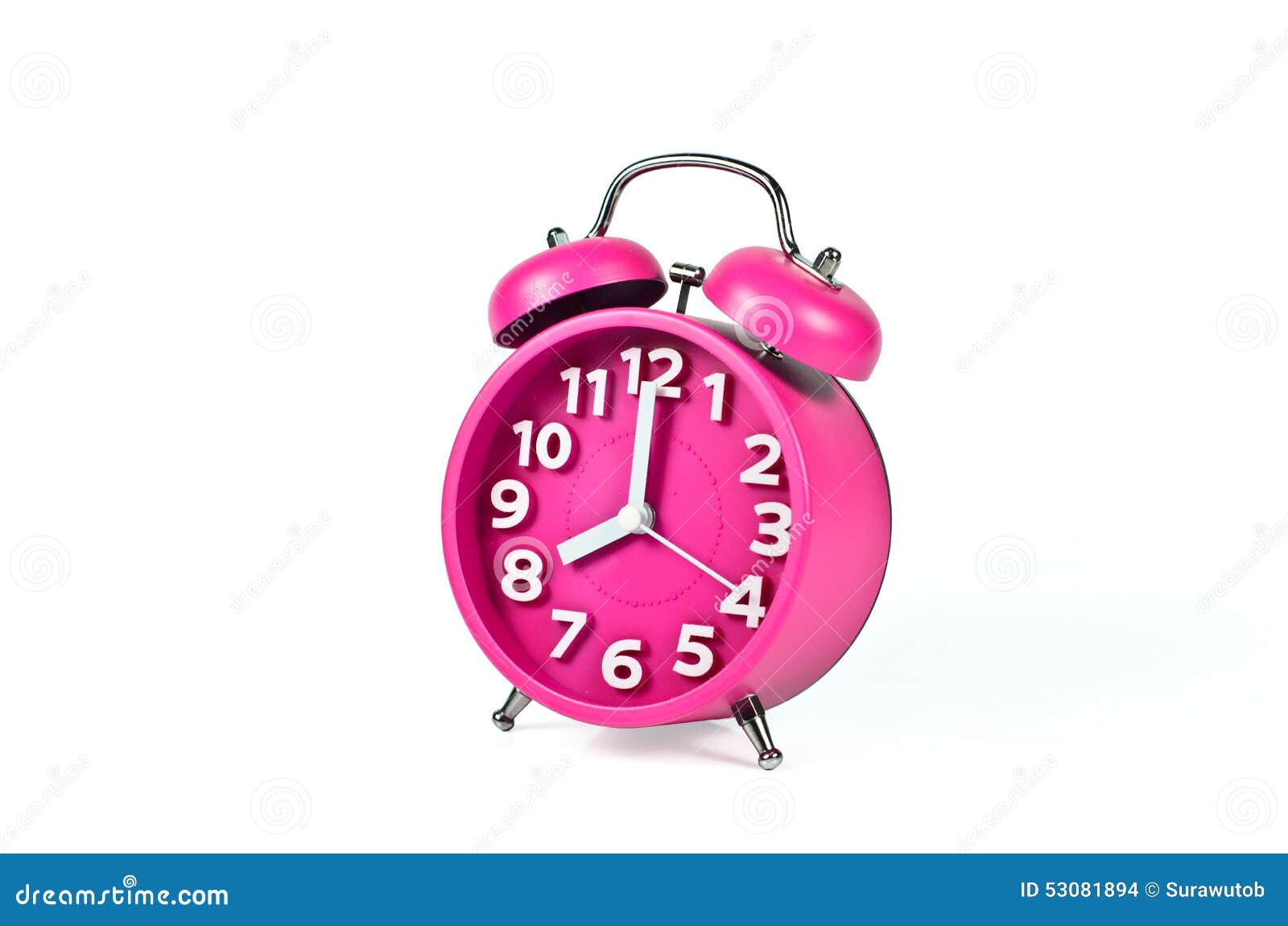 Retro Pink Alarm Clock Isolated Stock Photo Image of plastic, empty