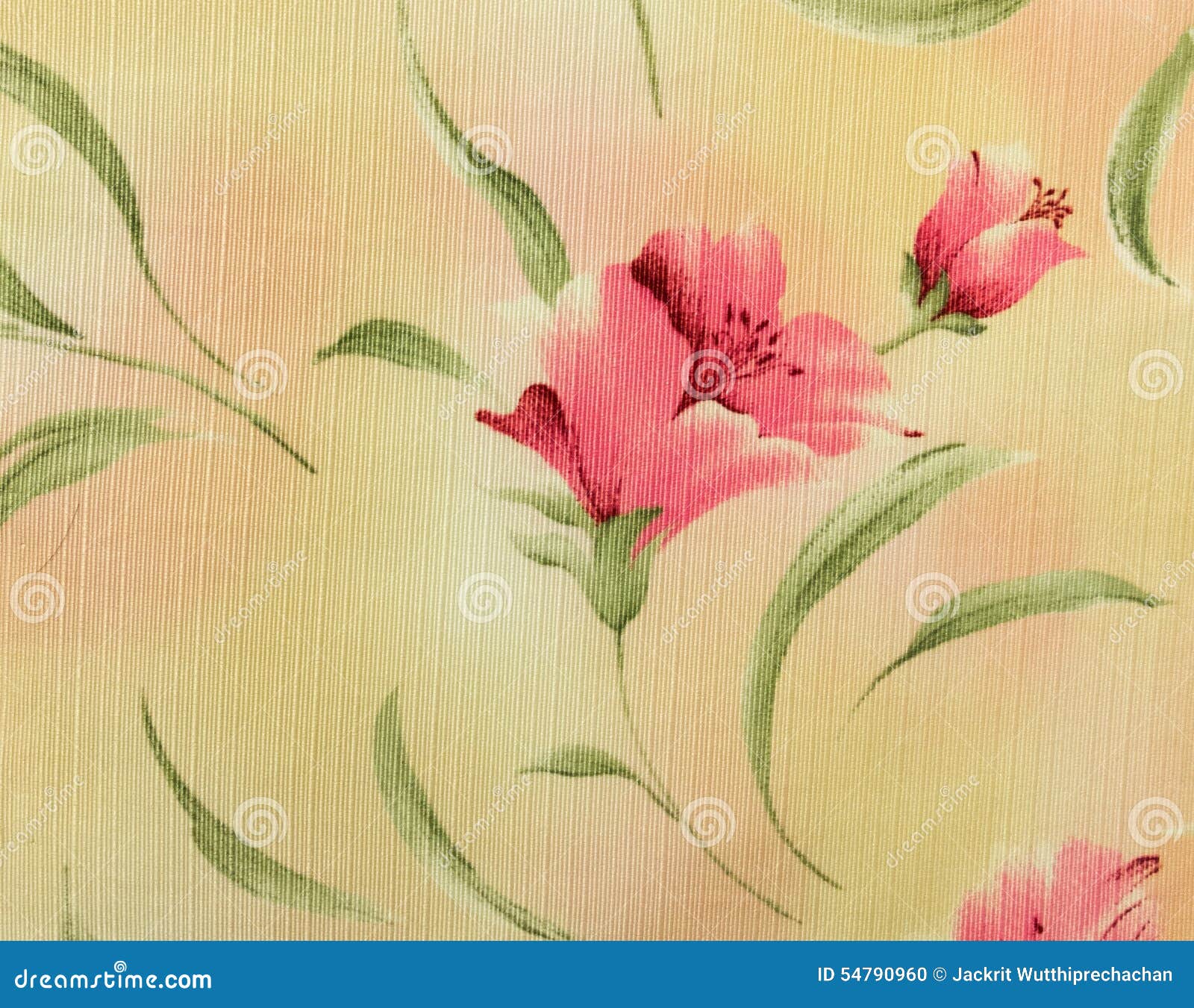 Retro Pink Floral Pattern Fabric Background Stock Photo Image of