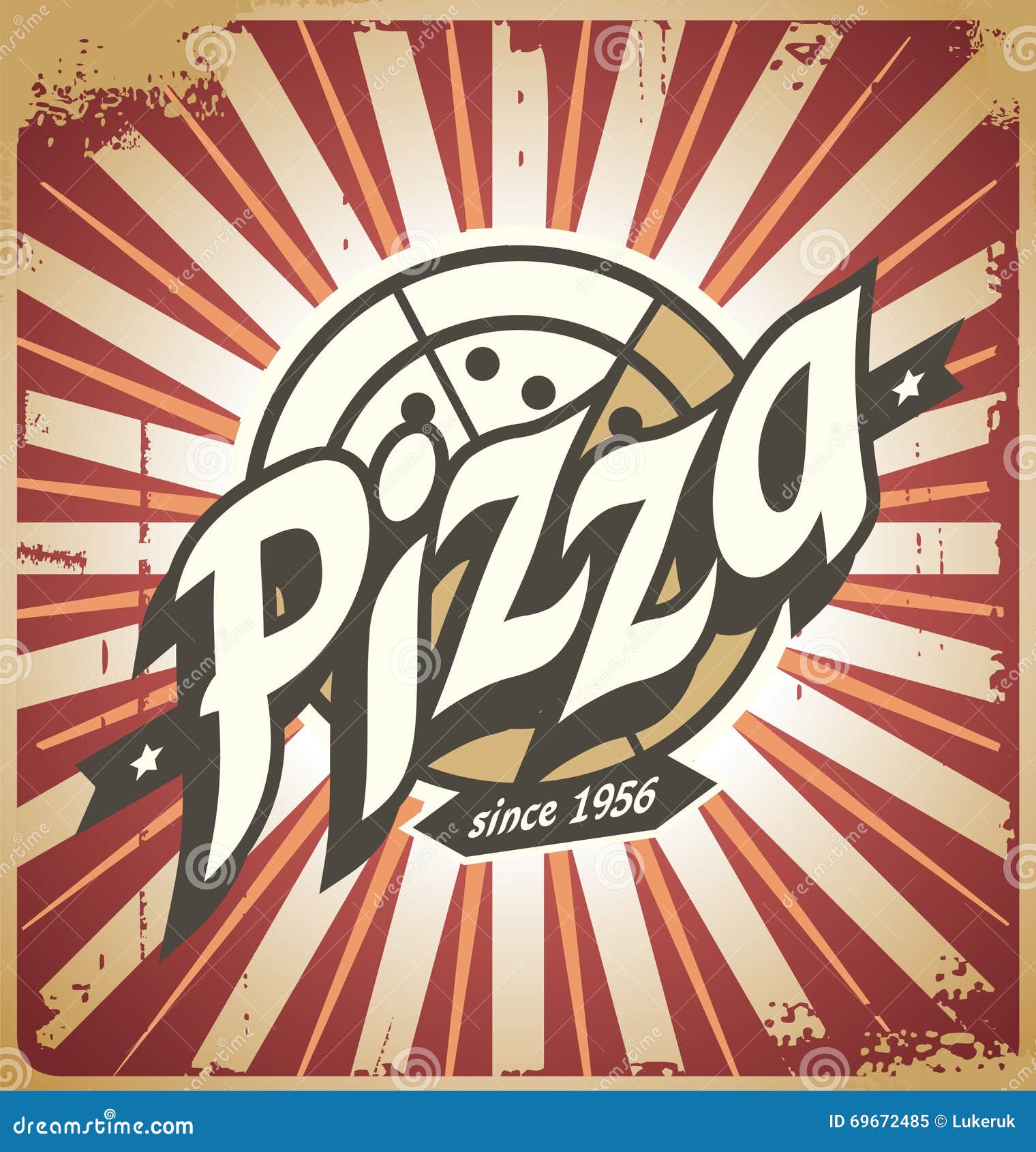 Download Retro Pizza Sign, Poster, Template Or Pizza Box Design Stock Vector - Image: 69672485