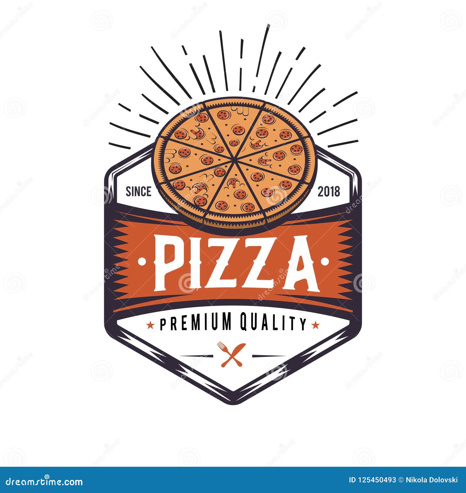 badge emblème classique vintage spatule pizza pizzeria logo design