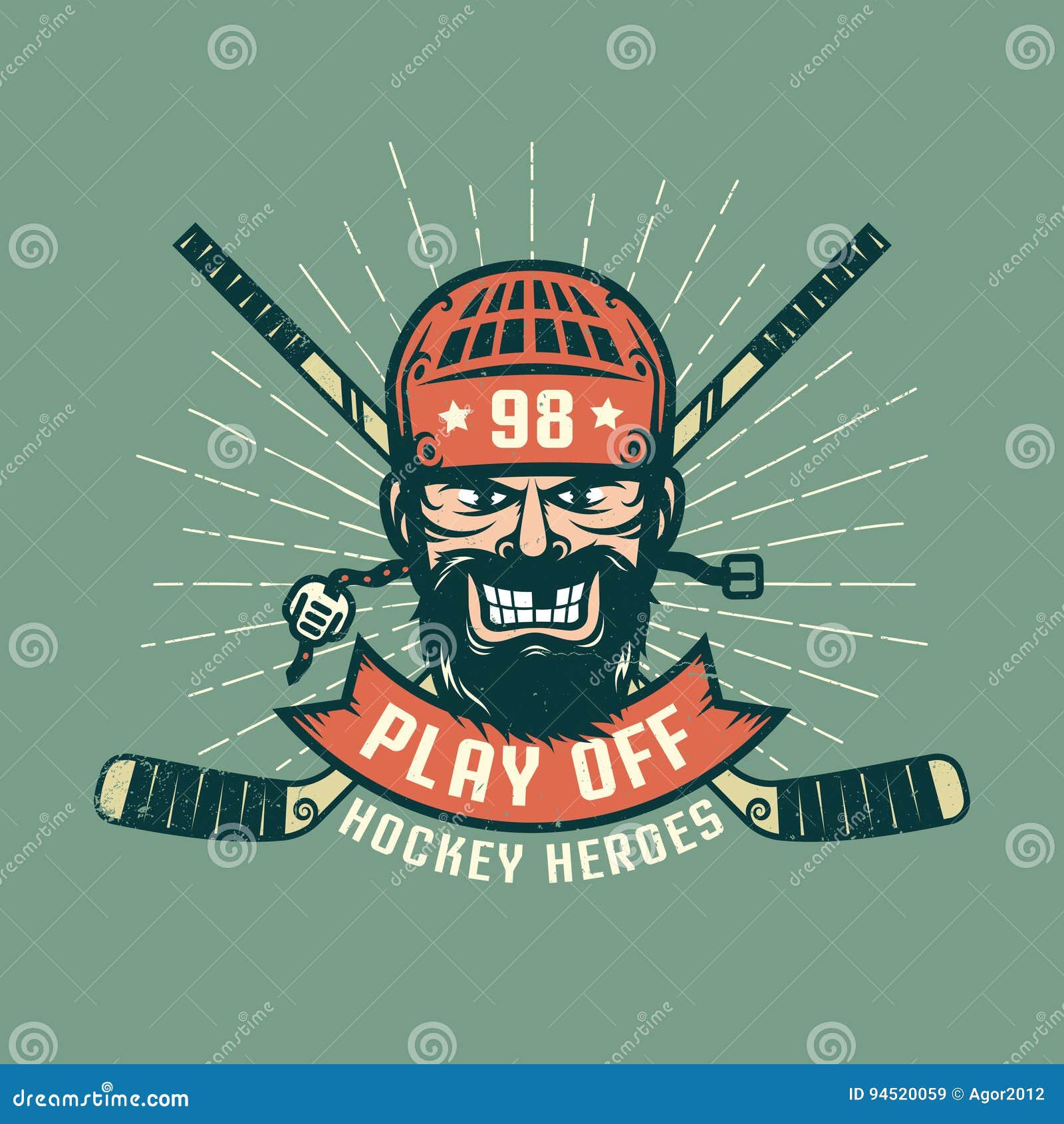 Logo for hockey team - Goalie mask crossed hockey sticks, vintage