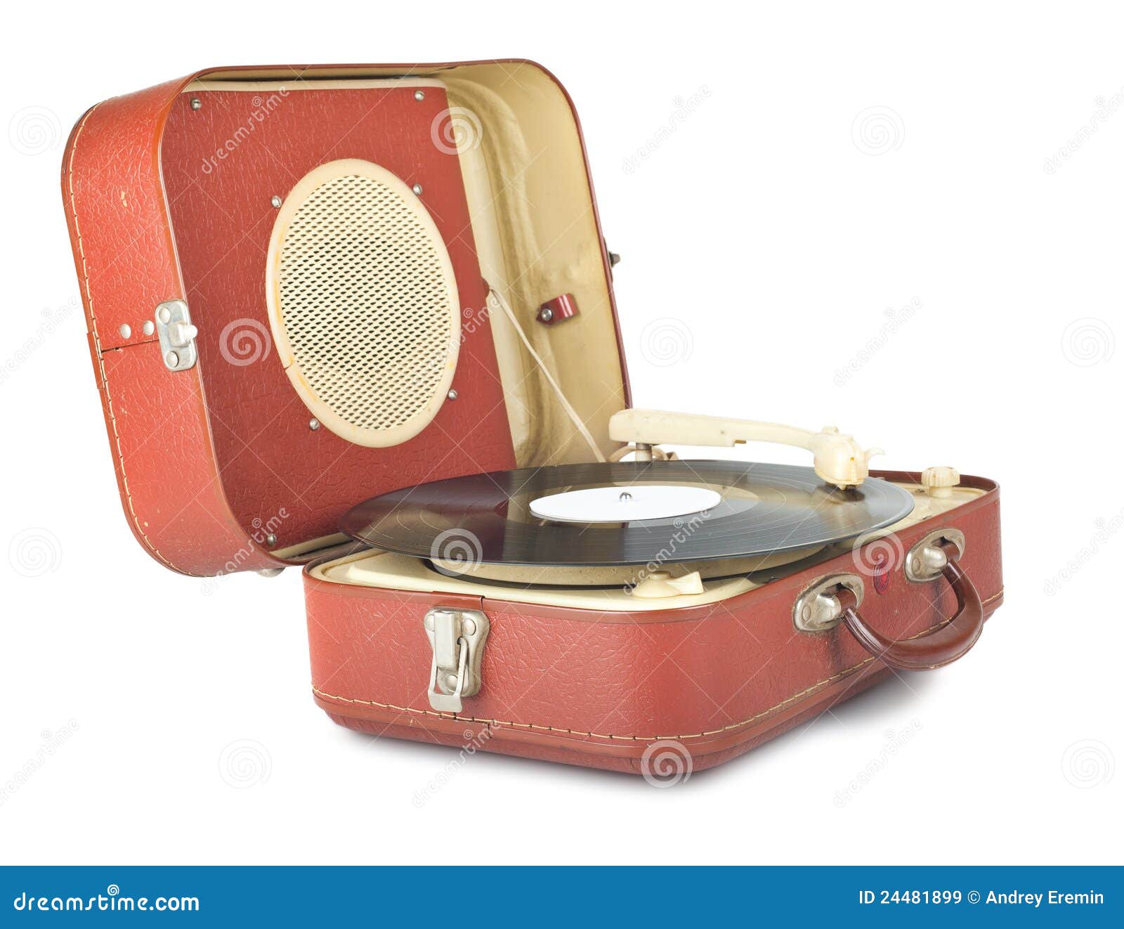 Retro portable turntable stock image. Image of electronic 24481899
