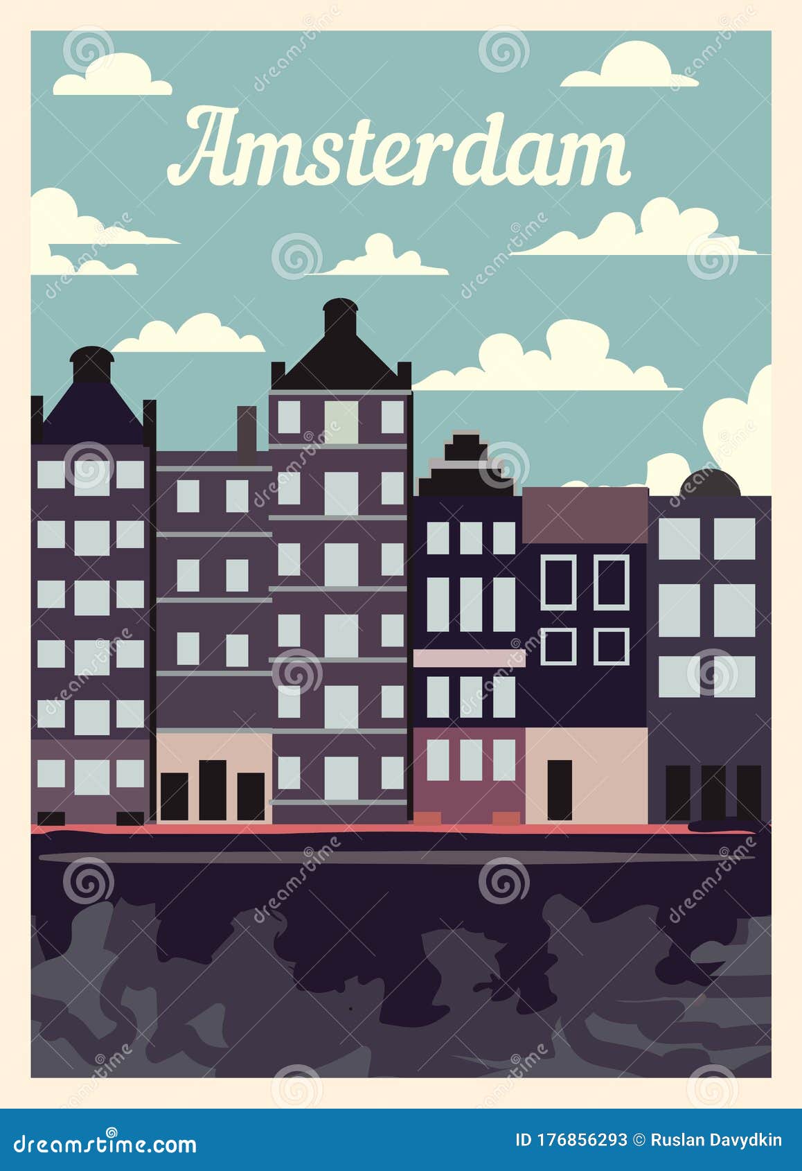 Retro Poster Amsterdam Skyline Vintage, Vector Illustration Stock Illustration - Illustration of landmark, retro: 176856293
