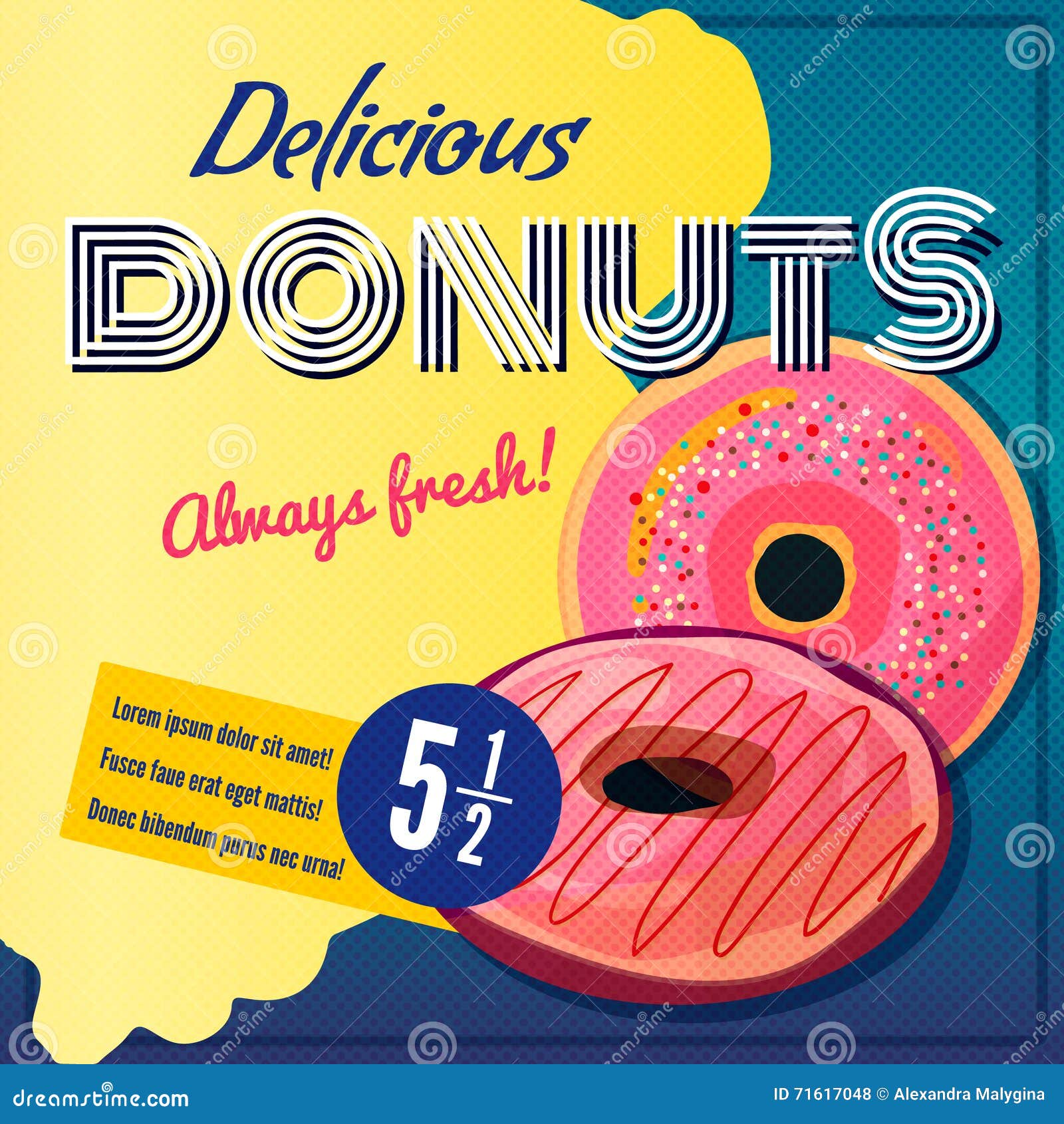 Retro poster of donuts stock vector. Illustration of cartoon 71617048