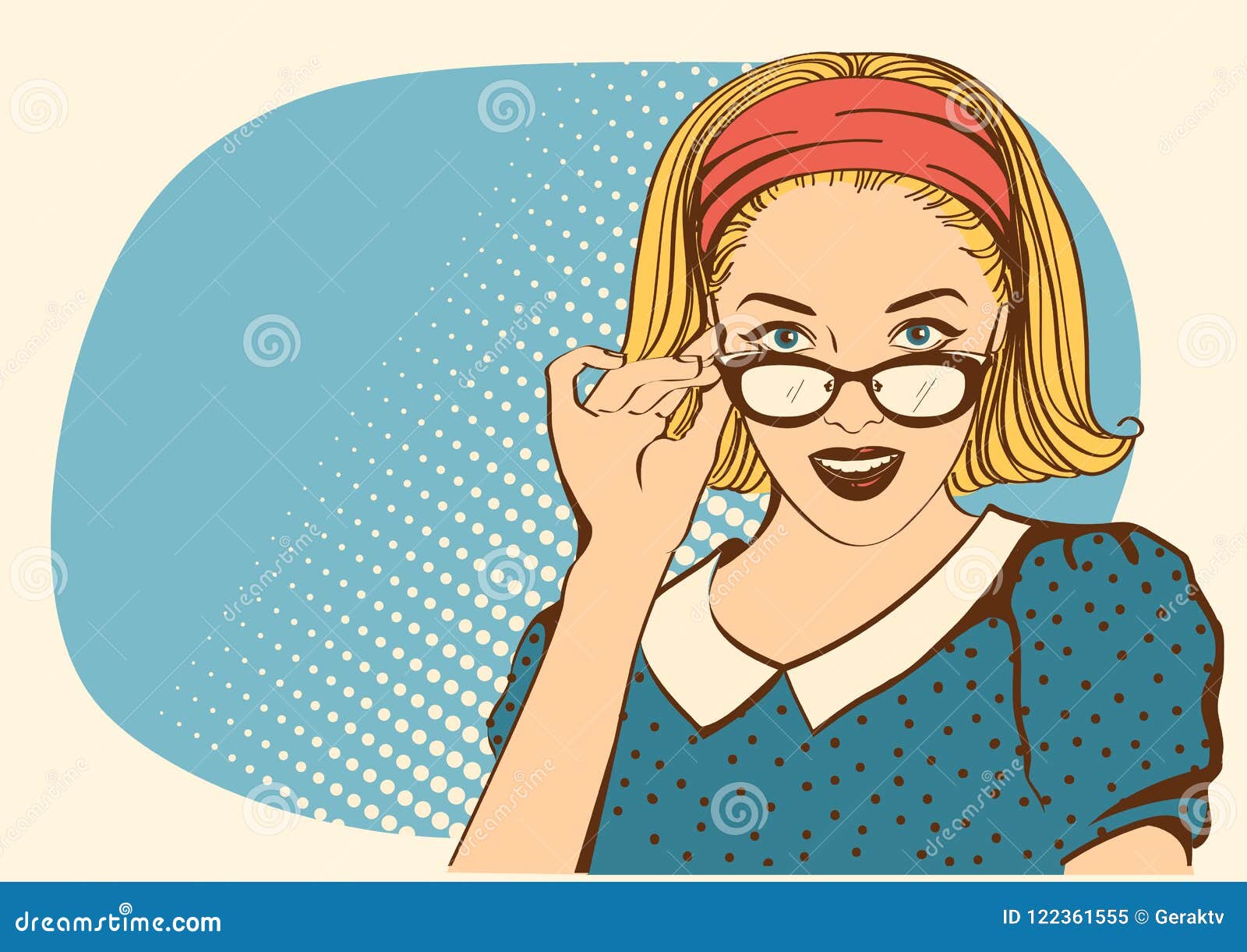 Download Retro Pretty Young Woman Face With Sunglasses.Vector Retro ...