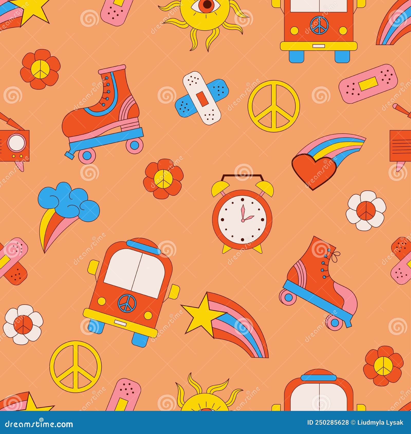 retro psychedelic seamless patterns, groovy hippie backgrounds.  hippy pattern with 70s, 80s, 90s vibes groovy