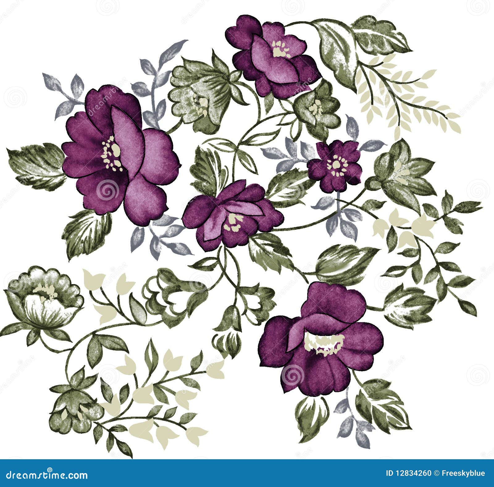 Retro Purple Flower Stock Illustration Illustration Of Gardens