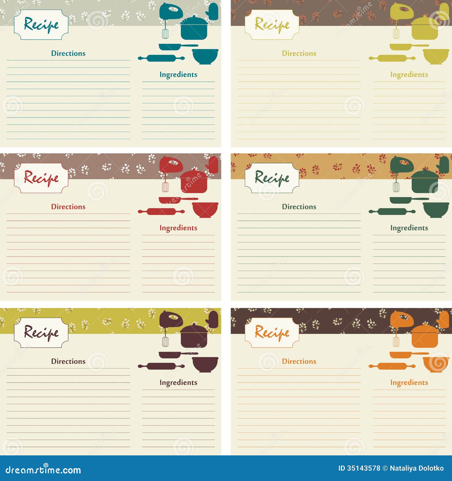 retro-recipe-card-template-set-for-cookbook-cartoon-vector