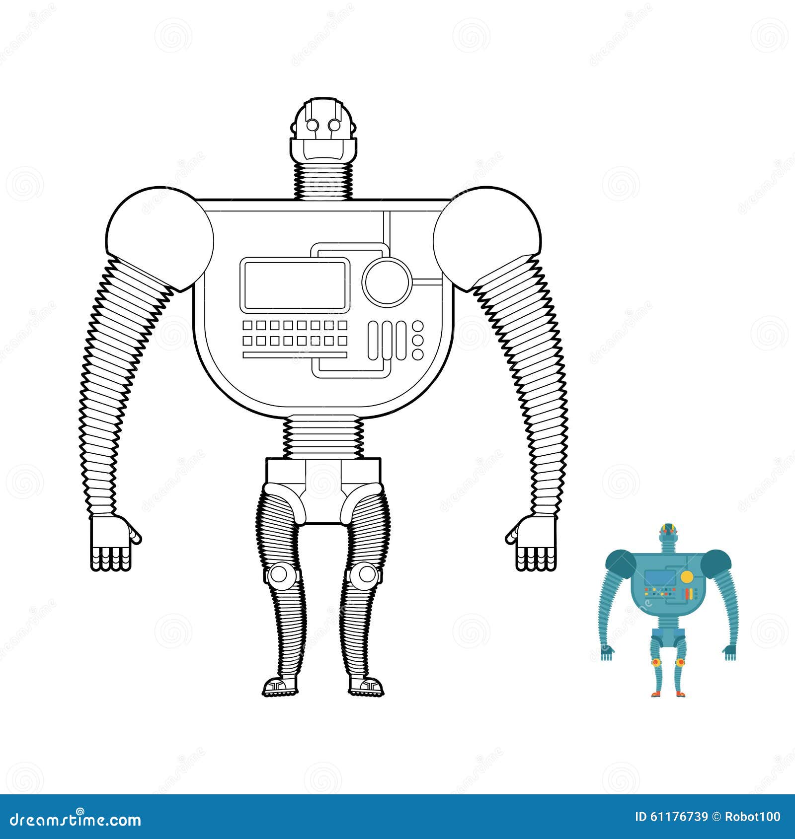 Retro Robot Warrior Coloring Book. Toy for Boys Stock Vector