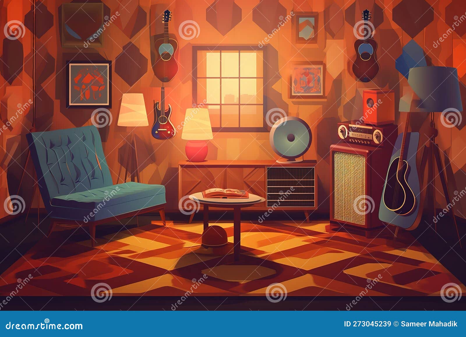 Retro Room Create a Set of Images that Showcase a Funky, Retro