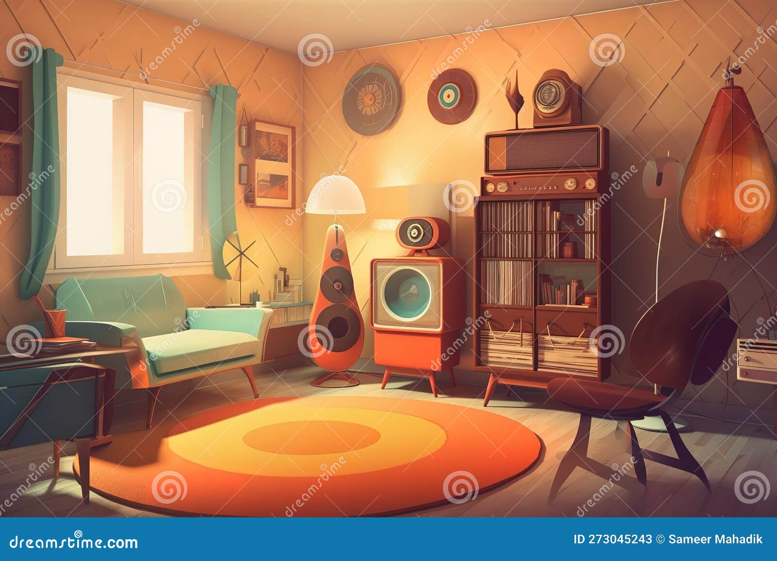 Retro Room Create a Set of Images that Showcase a Funky, Retro