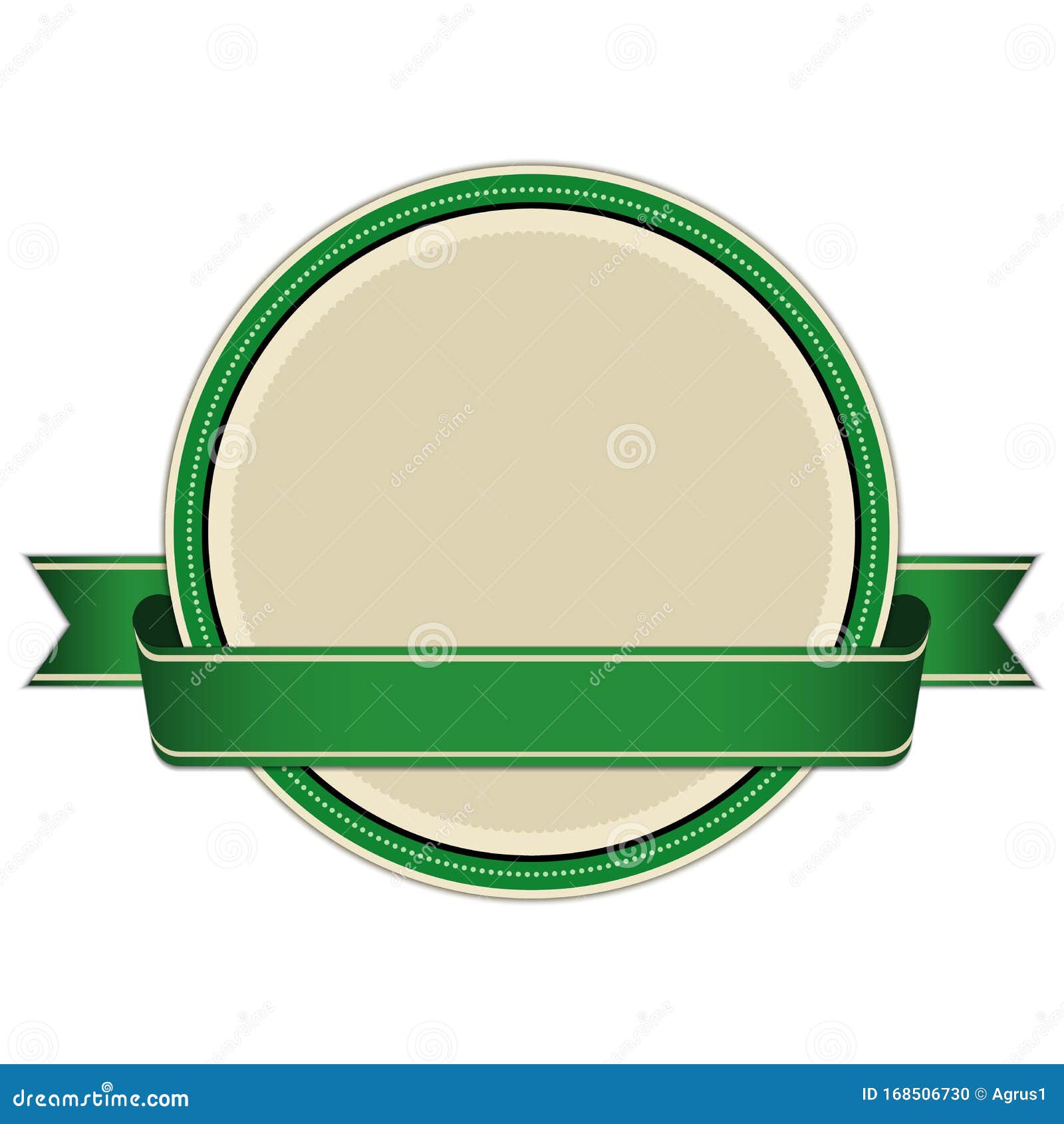 Retro Round Banner with Green Ribbon on White Background Stock Vector -  Illustration of template, sale: 168506730