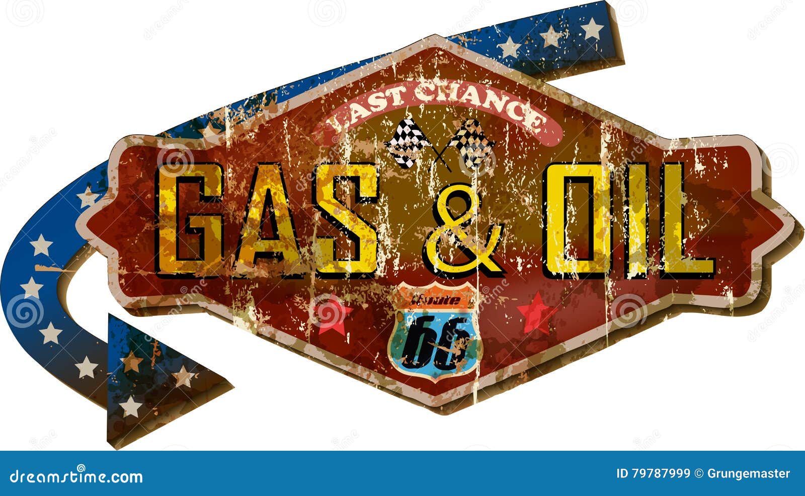 retro route 66 gas station street sign