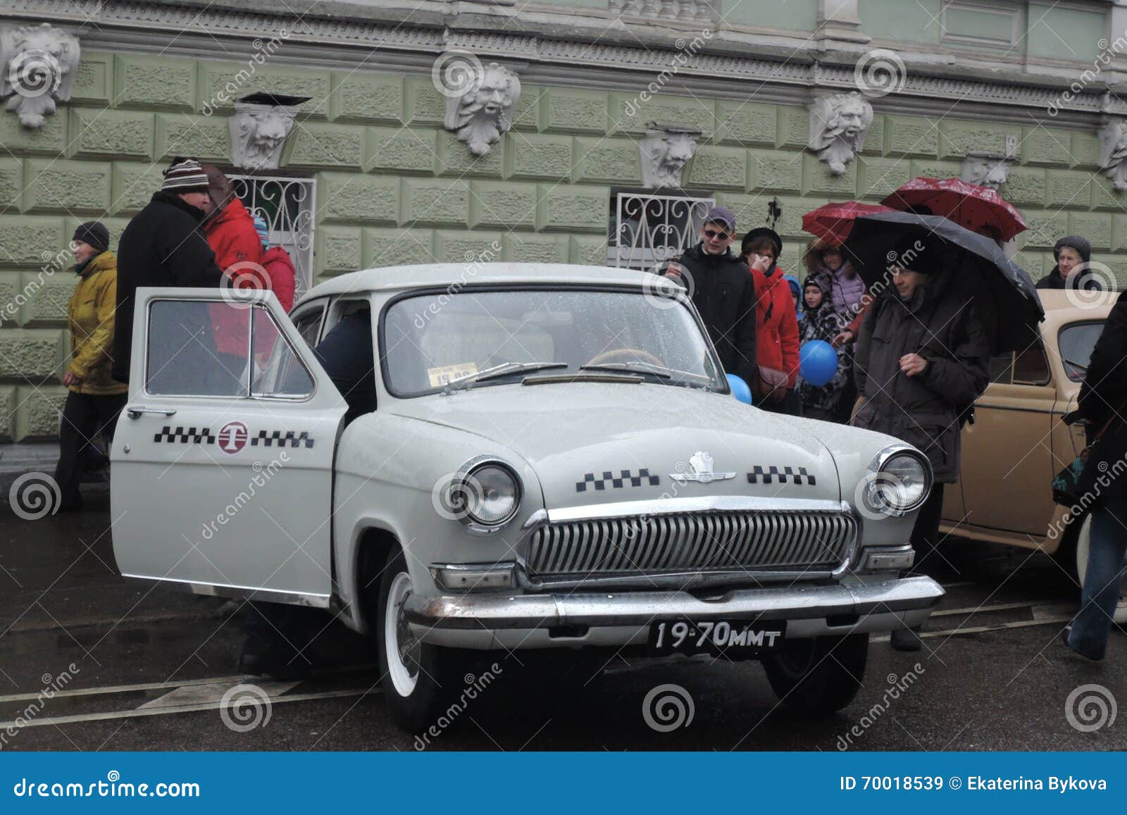 Retro Russian taxi car editorial stock image